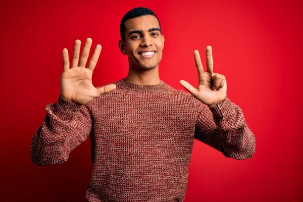 Jovem Homem Afro Americano Bonito Vestindo Camisola Casual Sobre Fundo — Fotografia de Stock