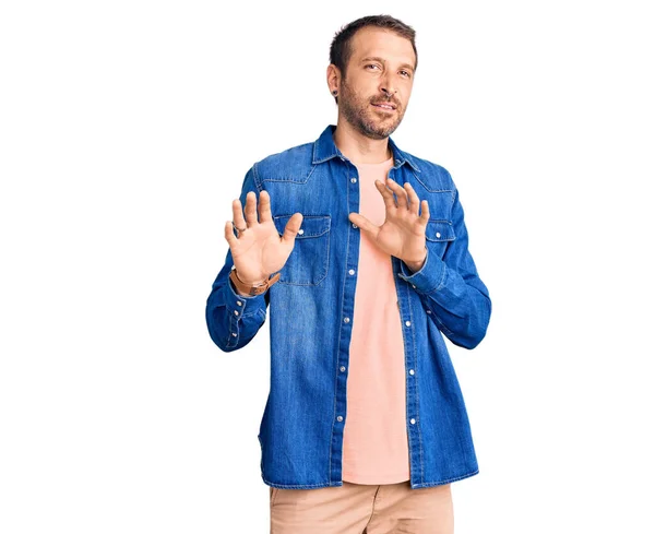 Young Handsome Man Wearing Casual Clothes Disgusted Expression Displeased Fearful — Stock Photo, Image