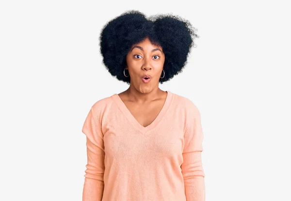 Young African American Girl Wearing Casual Clothes Afraid Shocked Surprise — Stock Photo, Image