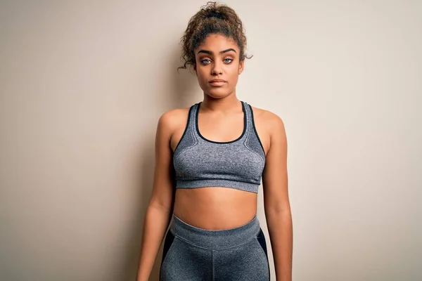 Young African American Sportswoman Doing Sport Wearing Sportswear White Background — Stock Photo, Image