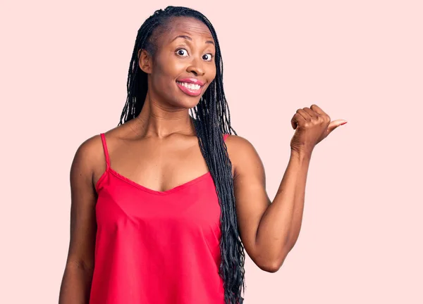 Young African American Woman Wearing Casual Clothes Smiling Happy Face — Stock Photo, Image