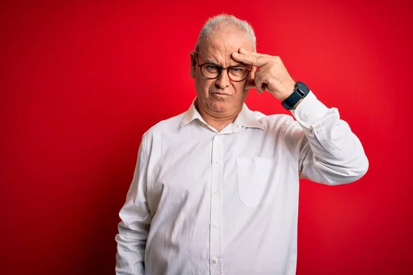 Homem Hoary Bonito Meia Idade Vestindo Camisa Casual Óculos Sobre — Fotografia de Stock