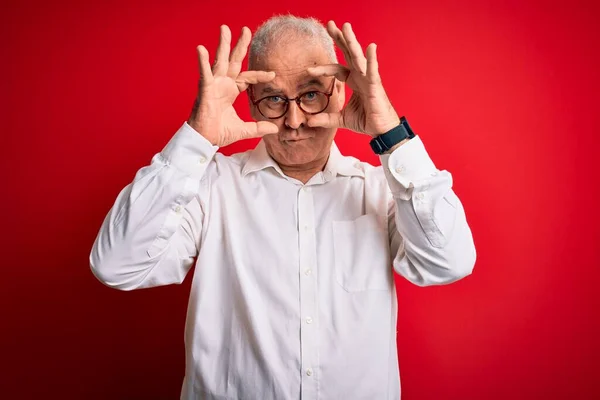 Hombre Guapo Hoary Mediana Edad Con Camisa Casual Gafas Sobre —  Fotos de Stock