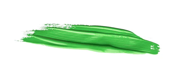 Pincelada Color Verde Sobre Fondo Aislado Textura Acuarela Lona —  Fotos de Stock