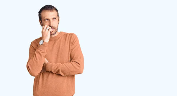 Young Handsome Man Wearing Casual Clothes Looking Stressed Nervous Hands — Stock Photo, Image