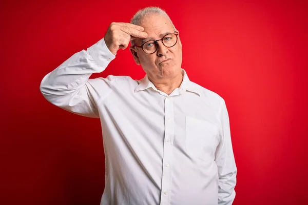 Hombre Guapo Hoary Edad Media Con Camisa Casual Gafas Sobre — Foto de Stock