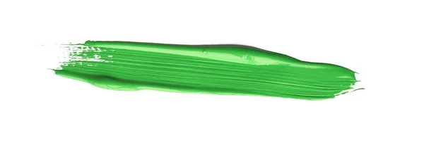 Pincelada Color Verde Sobre Fondo Aislado Textura Acuarela Lona — Foto de Stock