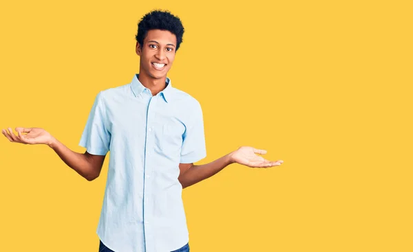 Young African American Man Wearing Casual Clothes Smiling Showing Both — Stock Photo, Image