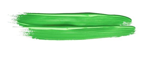 Pincelada Color Verde Sobre Fondo Aislado Textura Acuarela Lona — Foto de Stock