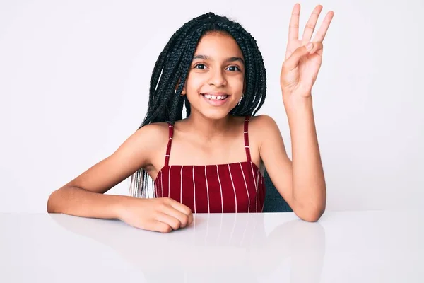 Young African American Girl Child Braids Wearing Casual Clothes Sitting — Stock Photo, Image