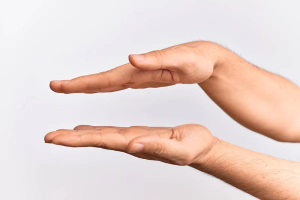 Hand Eines Kaukasischen Jungen Mannes Mit Fingern Über Isoliertem Weißem — Stockfoto