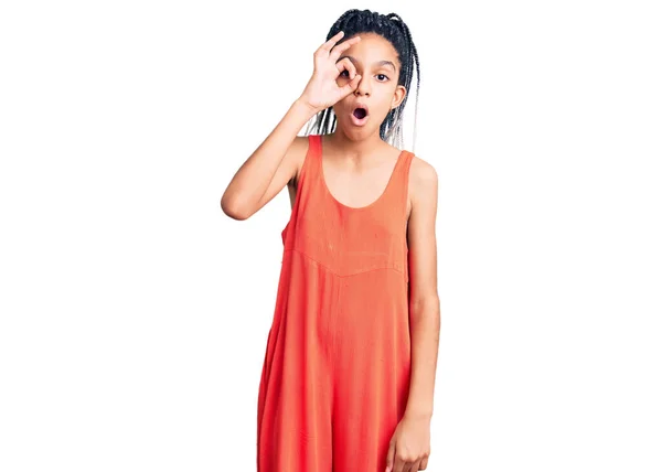 Cute African American Girl Wearing Casual Clothes Doing Gesture Shocked — Stock Photo, Image