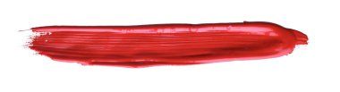 İzole edilmiş arkaplanda kırmızı renkli fırça darbesi, tuval suluboya dokusu, kırmızı ruj lekesi