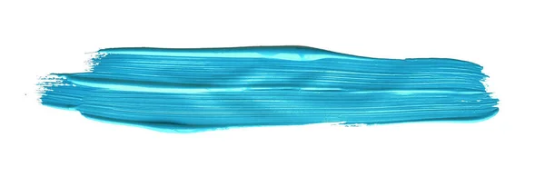 Türkiz Kék Ecset Stroke Paiting Felett Elszigetelt Háttér Vászon Akvarell — Stock Fotó