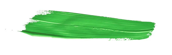 Zelená Barva Tahu Štětce Malování Přes Izolované Pozadí Plátno Akvarel — Stock fotografie