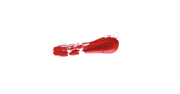 孤立した背景に赤い色のブラシストローク キャンバスの水彩の質感 赤い口紅のスマッジ — ストック写真