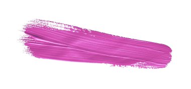 İzole edilmiş arkaplanda kırmızı renkli fırça darbesi, tuval suluboya dokusu, pembe ruj lekesi