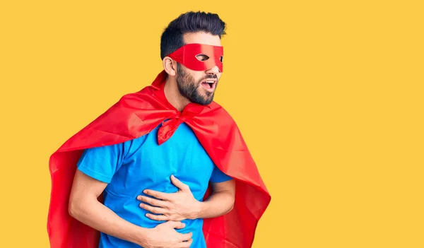 Homem Bonito Jovem Com Barba Vestindo Traje Super Herói Com — Fotografia de Stock