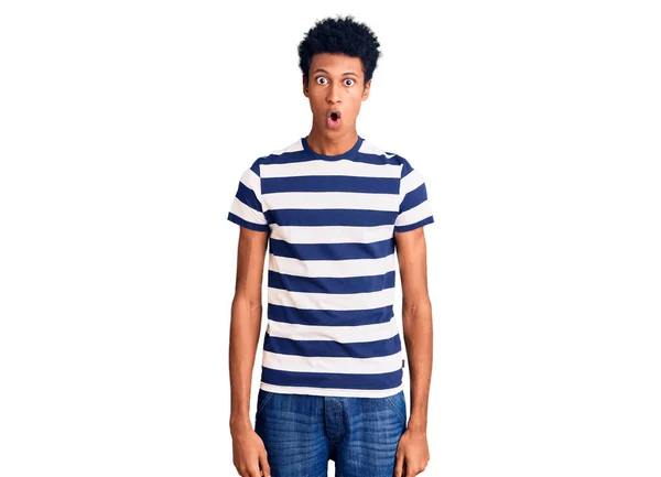 Young African American Man Wearing Casual Clothes Afraid Shocked Surprise — Stock Photo, Image