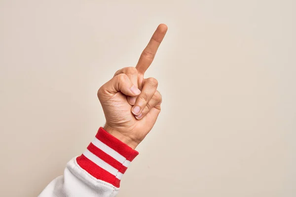 Hand Caucasian Young Man Showing Fingers Isolated White Background Showing — 스톡 사진