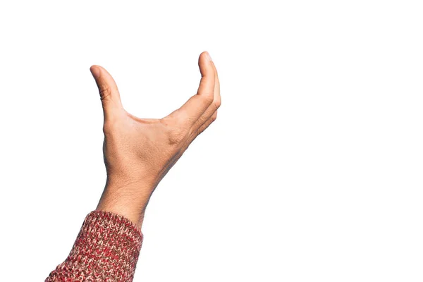 Hand Caucasian Young Man Showing Fingers Isolated White Background Picking — Stock Photo, Image