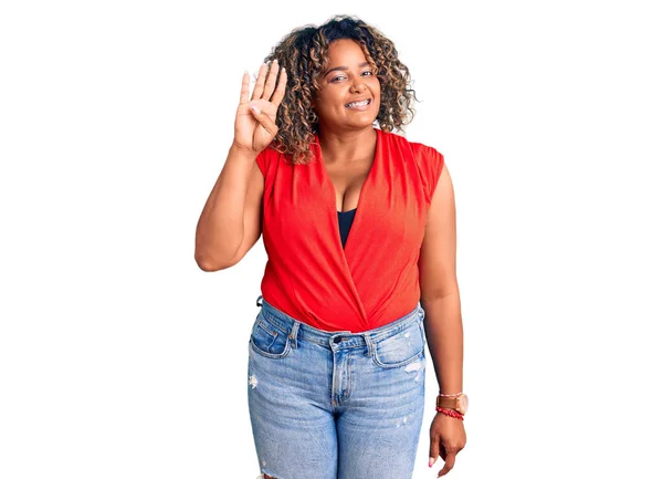Jong Afrikaans Amerikaans Size Vrouw Dragen Casual Stijl Met Mouwloos — Stockfoto