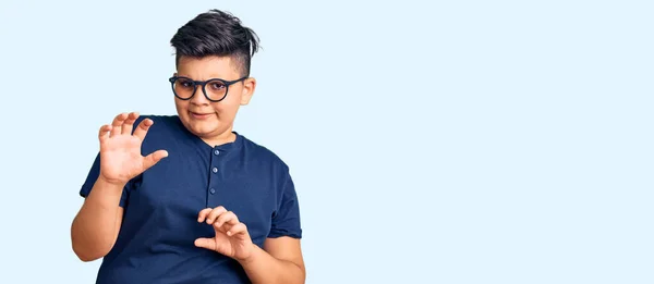 Kleiner Junge Kind Lässiger Kleidung Und Brille Angewiderten Ausdruck Ungehalten — Stockfoto