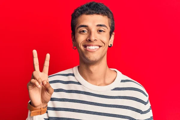 Young African Amercian Man Wearing Casual Clothes Smiling Happy Face — Stock Photo, Image