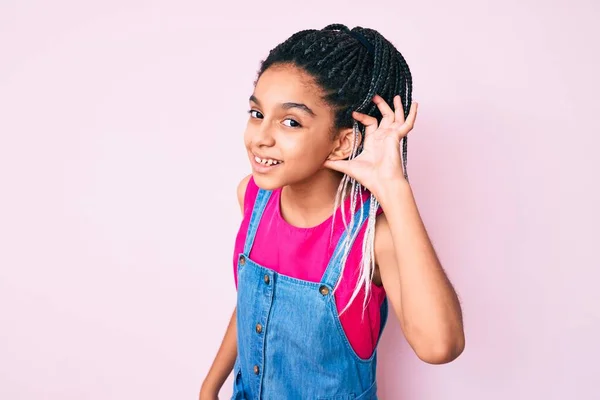 Young African American Girl Child Braids Wearing Casual Clothes Pink — Stock Photo, Image