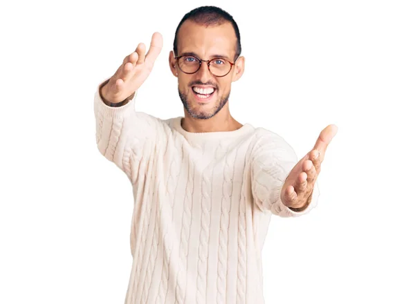 Young Handsome Man Wearing Casual Clothes Glasses Looking Camera Smiling — Stock Photo, Image