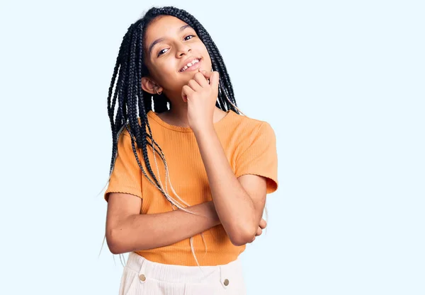 Cute African American Girl Wearing Casual Clothes Looking Confident Camera — Stock Photo, Image