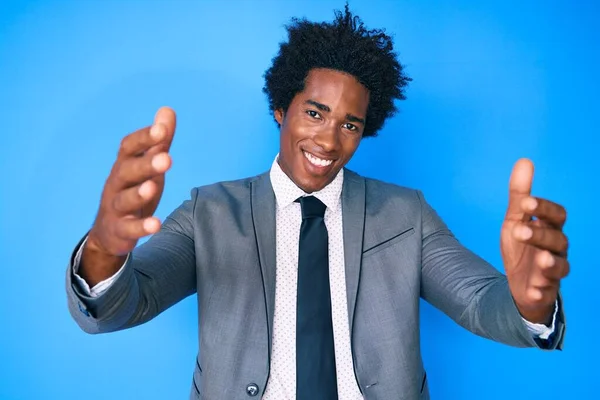 Handsome African American Man Afro Hair Wearing Business Jacket Looking — Stock Photo, Image
