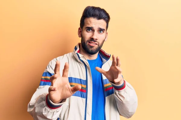 Young Handsome Man Beard Wearing Casual Jacket Disgusted Expression Displeased — Stock Photo, Image