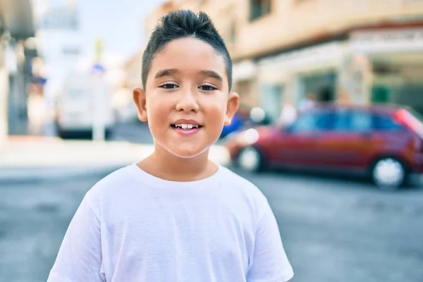 Adorable Boy Smiling Happy Standing Street City — Stock Photo, Image