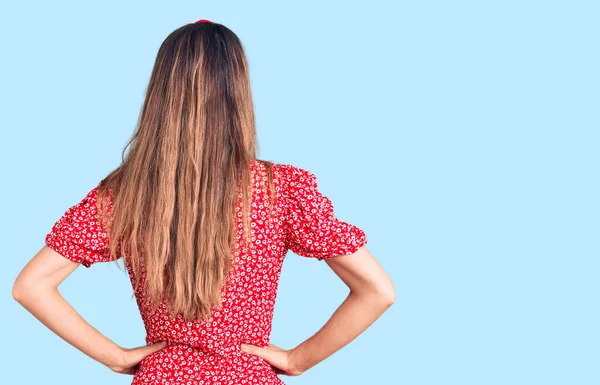 Young Beautiful Girl Wearing Dress Diadem Standing Backwards Looking Away — Stock Photo, Image