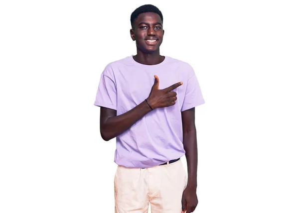 Young African American Man Wearing Casual Clothes Cheerful Smile Face — Stock Photo, Image