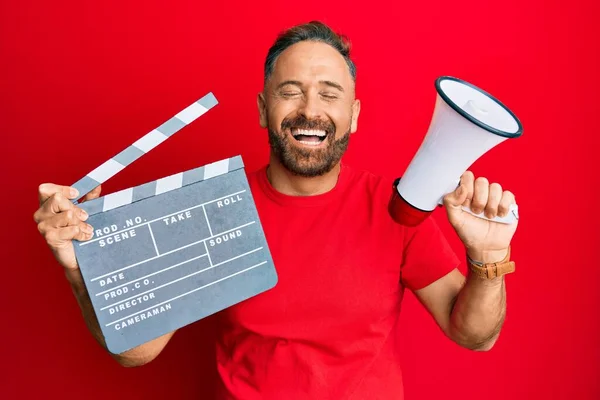 Schöner Mann Mittleren Alters Businesskleidung Wütend Und Verrückt Schreiend Frustriert — Stockfoto