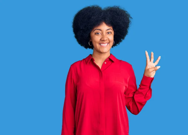 Young African American Girl Wearing Casual Clothes Showing Pointing Fingers — Stock Photo, Image