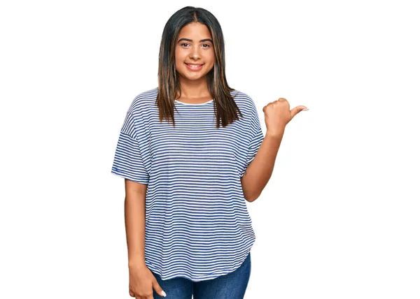 Young Latin Girl Wearing Casual Clothes Smiling Happy Face Looking — Stock Photo, Image