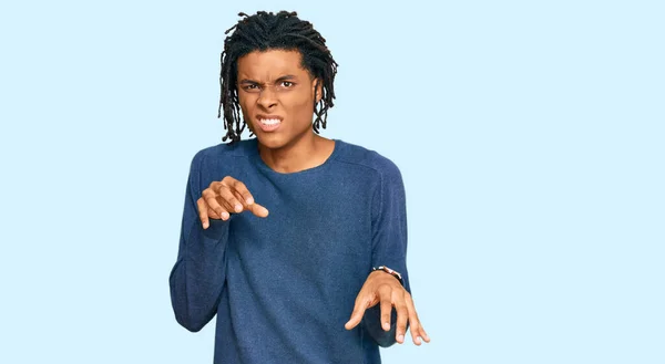 Young African American Man Wearing Casual Winter Sweater Disgusted Expression — Stock Photo, Image