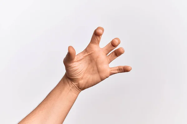 Χέρι Καυκάσιου Νέου Άνδρα Που Δείχνει Δάχτυλά Του Πάνω Από — Φωτογραφία Αρχείου