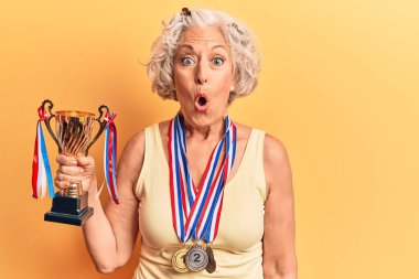 Son sınıf gri saçlı kadın elinde şampiyonluk kupası tutuyordu. Madalya takıyordu. Korkmuştu ve ağzı açık kalmıştı. 