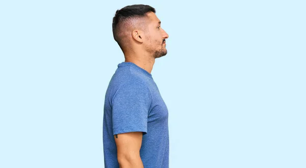 Handsome Man Tattoos Wearing Casual Clothes Looking Side Relax Profile — Stock Photo, Image