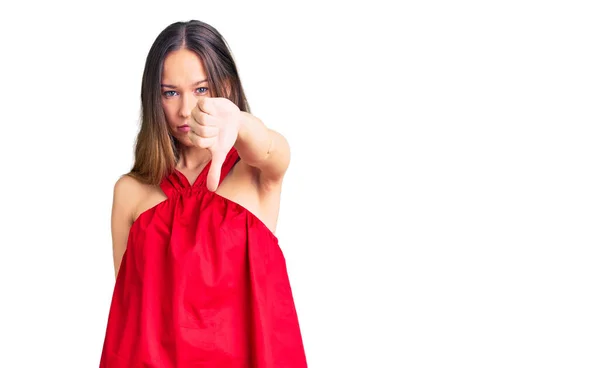 Beautiful Brunette Young Woman Wearing Casual Clothes Looking Unhappy Angry — Stock Photo, Image