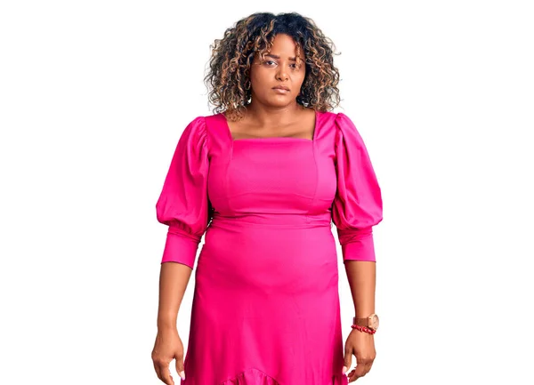 Young African American Size Woman Wearing Casual Clothes Serious Expression — Stock Photo, Image