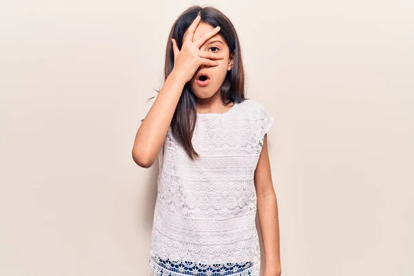 Schöne Kindermädchen Lässiger Kleidung Mit Wütendem Gesicht Negatives Zeichen Für — Stockfoto
