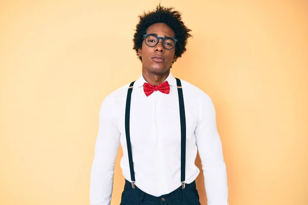 Bonito Homem Afro Americano Africano Com Cabelo Afro Vestindo Hipster — Fotografia de Stock