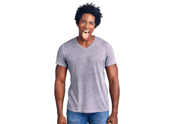 Bonito Homem Afro Americano Africano Com Cabelo Afro Vestindo Roupas — Fotografia de Stock