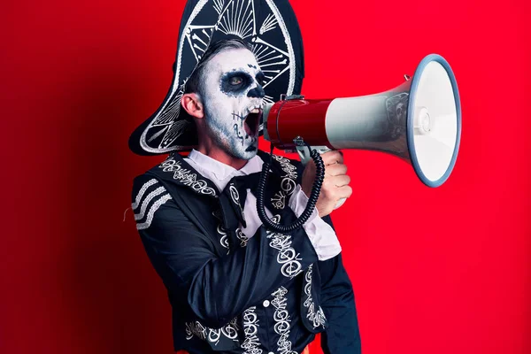 Страшный Человек Носящий День Мертвых Макияж Костюм Традиционного Ритуала Мексике — стоковое фото