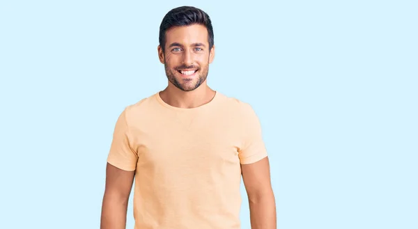 Young Hispanic Man Wearing Casual Clothes Happy Cool Smile Face — Stock Photo, Image